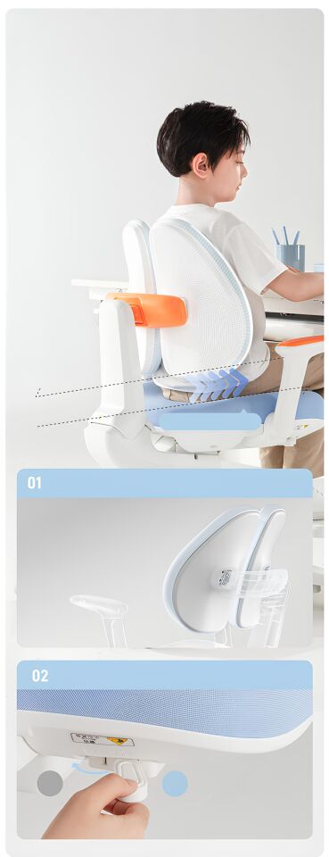 Eagle Ergonomik Çocuk Çalışma Sandalyesi - Mavi - Omurga Dostu Teknolojik Sırt Destekli Çalışma Sandalyesi