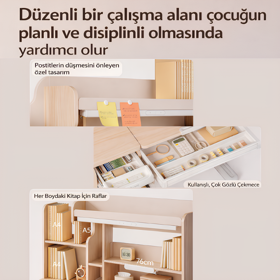 Prestige Ergonomik Çocuk Çalışma Masası - Yükseklik Ayarlı Teknolojik Çalışma Masası