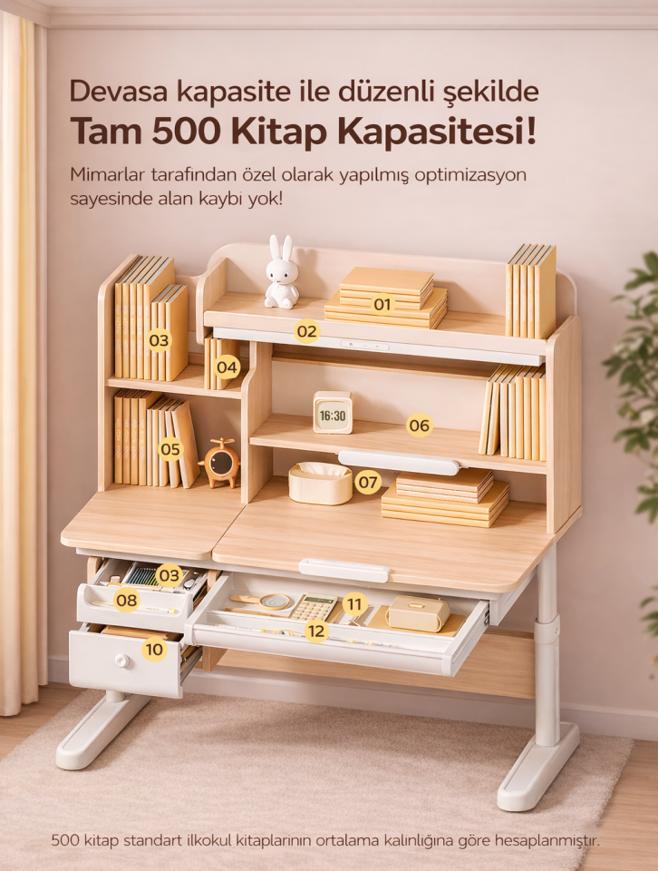 Prestige Ergonomik Çocuk Çalışma Masası - Yükseklik Ayarlı Teknolojik Çalışma Masası