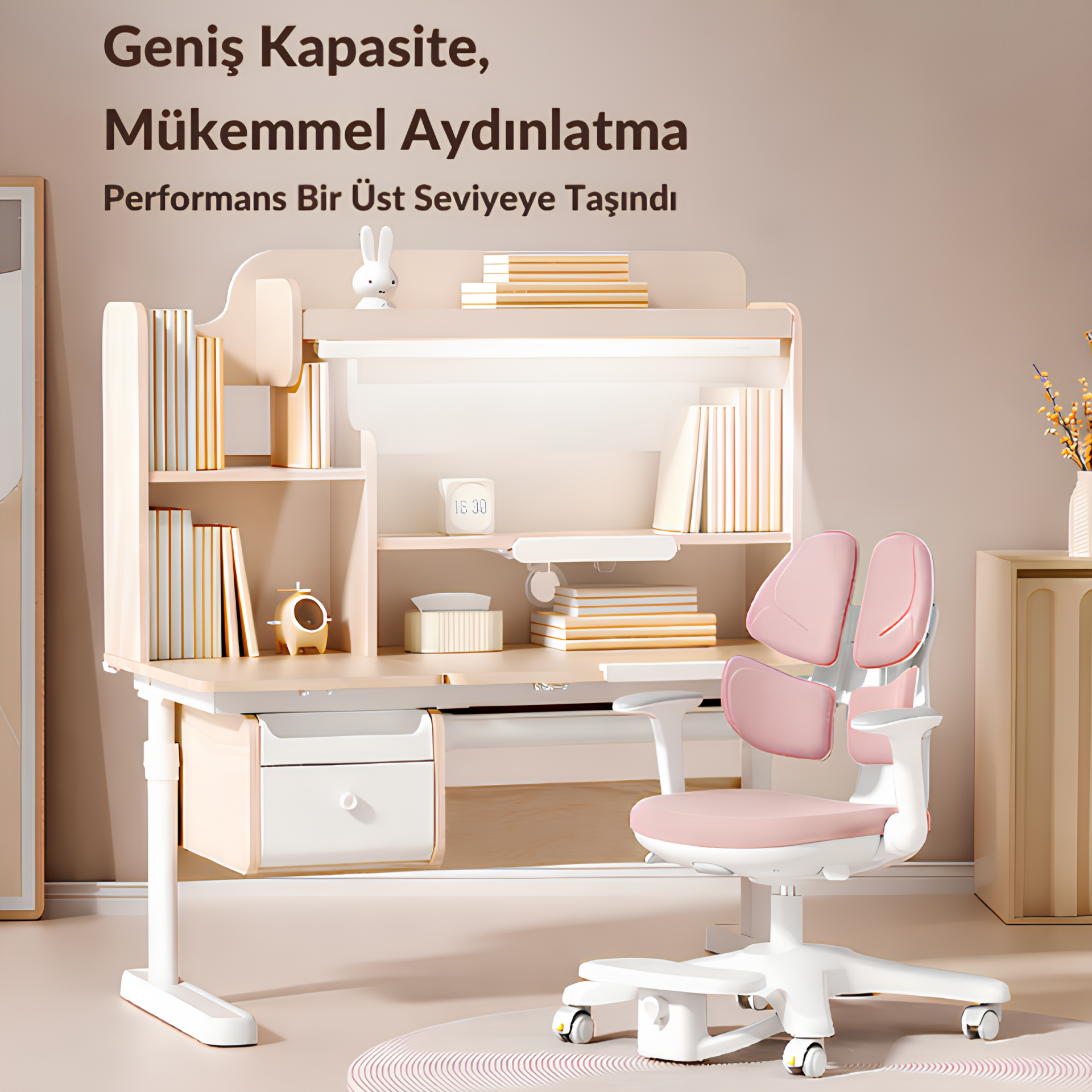 Prestige Ergonomik Çocuk Çalışma Masası - Yükseklik Ayarlı Teknolojik Çalışma Masası