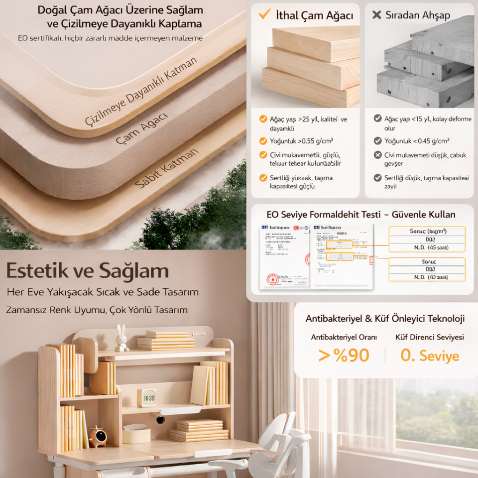 Prestige Ergonomik Çocuk Çalışma Masası - Yükseklik Ayarlı Teknolojik Çalışma Masası