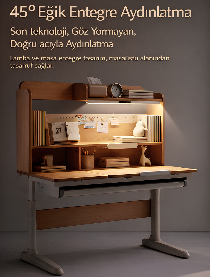 Nestia Yükseklik Ayarlı Raflı Çocuk Çalışma Masası – Kitaplıklı Ergonomik Çocuk Çalışma Masası