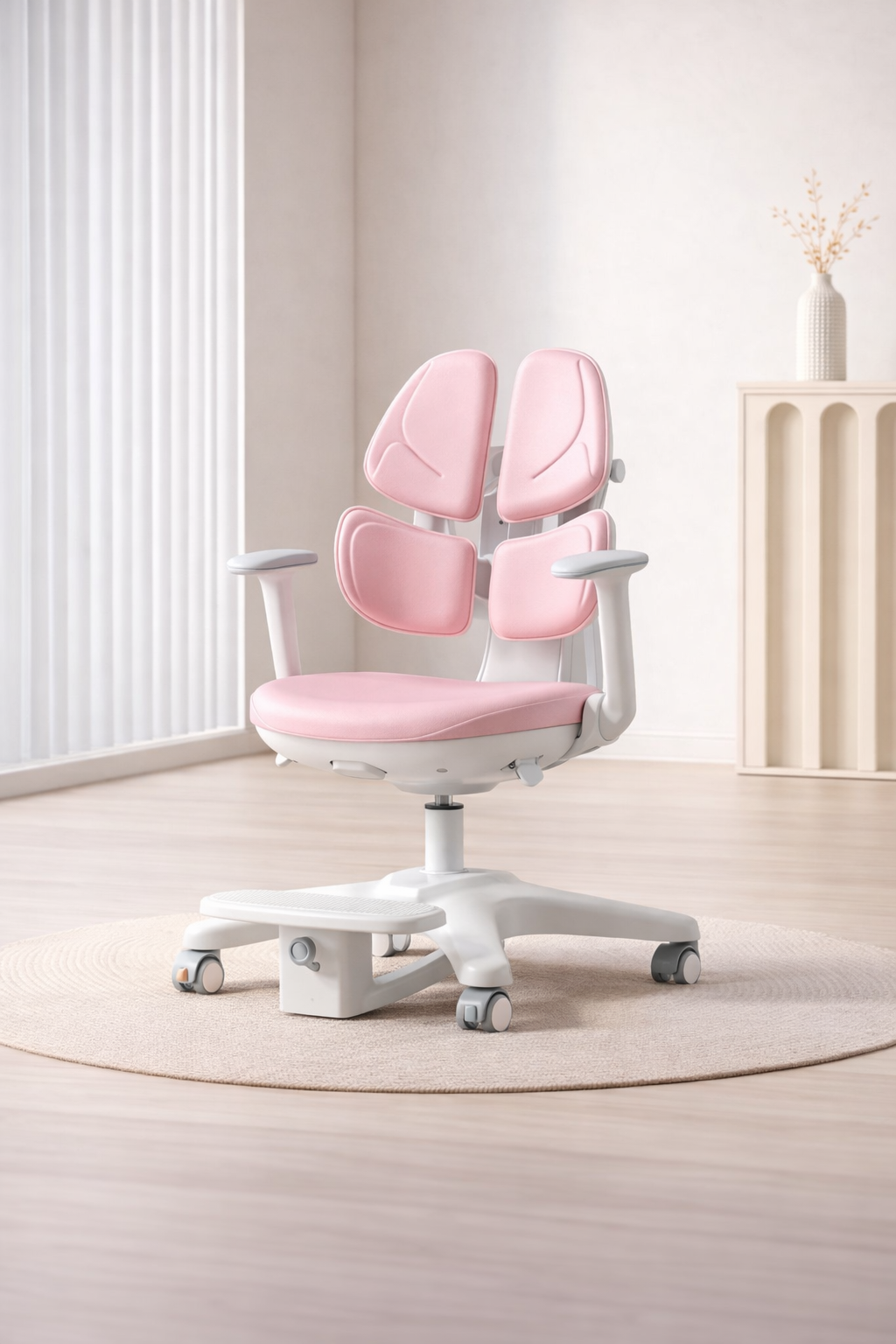 Butterfly Ergonomik Çocuk Çalışma Sandalyesi - Pudra Pembe - Omurga Dostu Çocuk Sandalyesi - Teknolojik Sırt Destekli Çalışma Sandalyesi