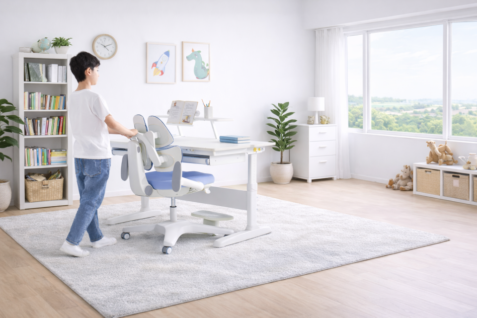 Butterfly Ergonomik Çocuk Çalışma Sandalyesi - Pudra Pembe - Omurga Dostu Çocuk Sandalyesi - Teknolojik Sırt Destekli Çalışma Sandalyesi