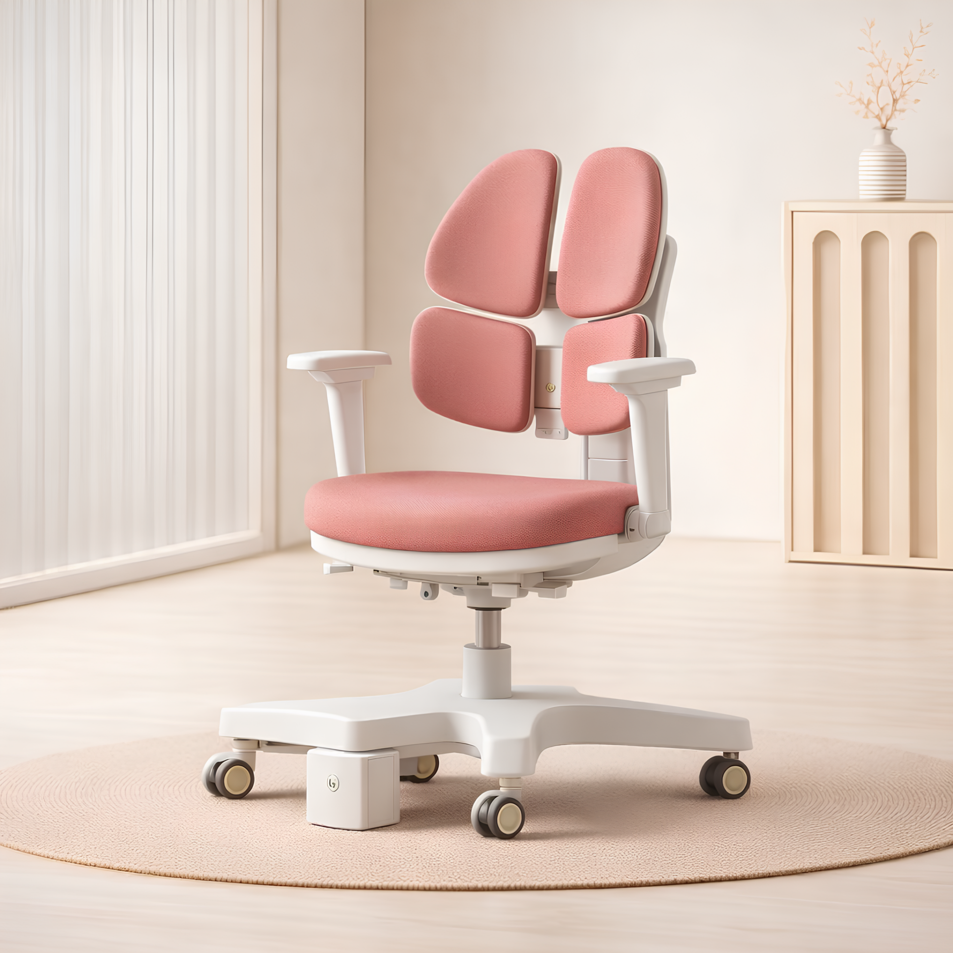 Butterfly Ergonomik Çocuk Çalışma Sandalyesi - Rose Pembe - Omurga Dostu Çocuk Sandalyesi - Teknolojik Sırt Destekli Çalışma Sandalyesi
